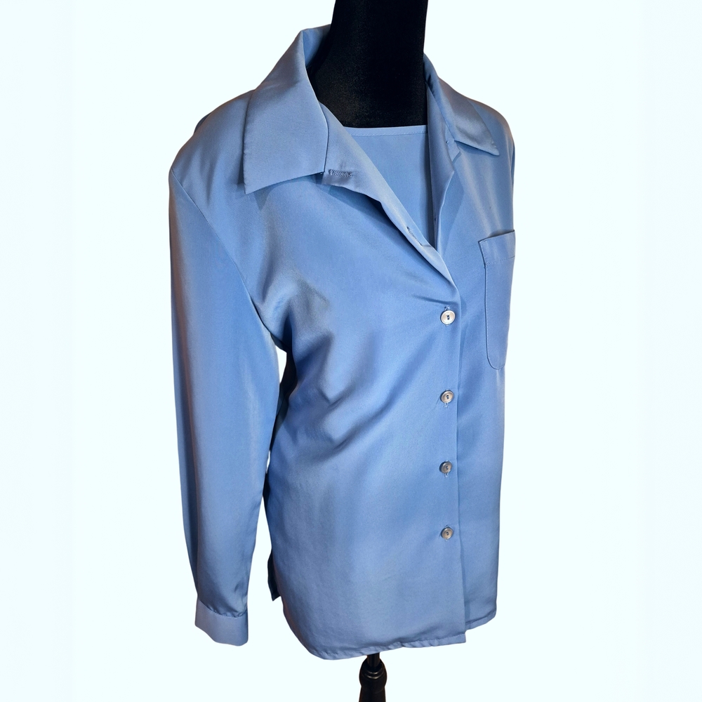 Bedford Fair Blue 2-Piece Blouse & Tank Set | Vintage Style | Size Medium Set - Picture 7 of 7